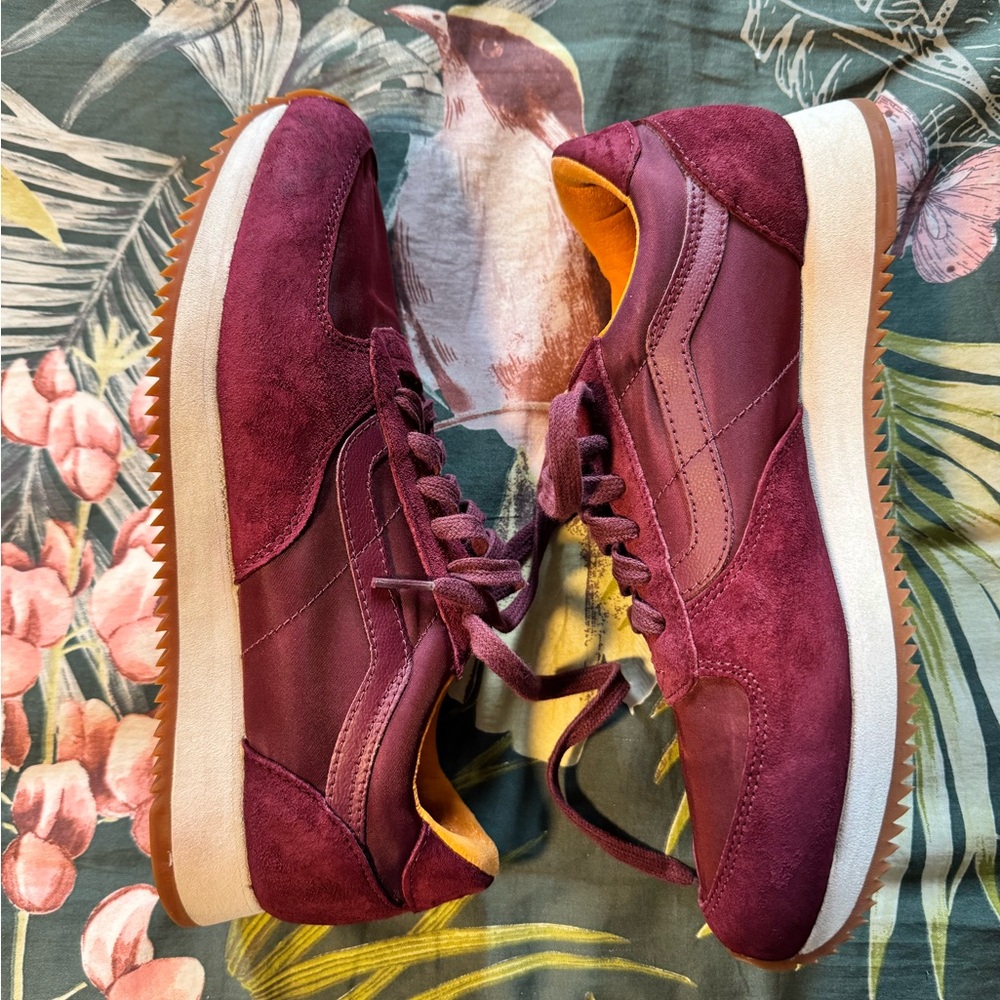 Vans Burgundy and White Sneakers